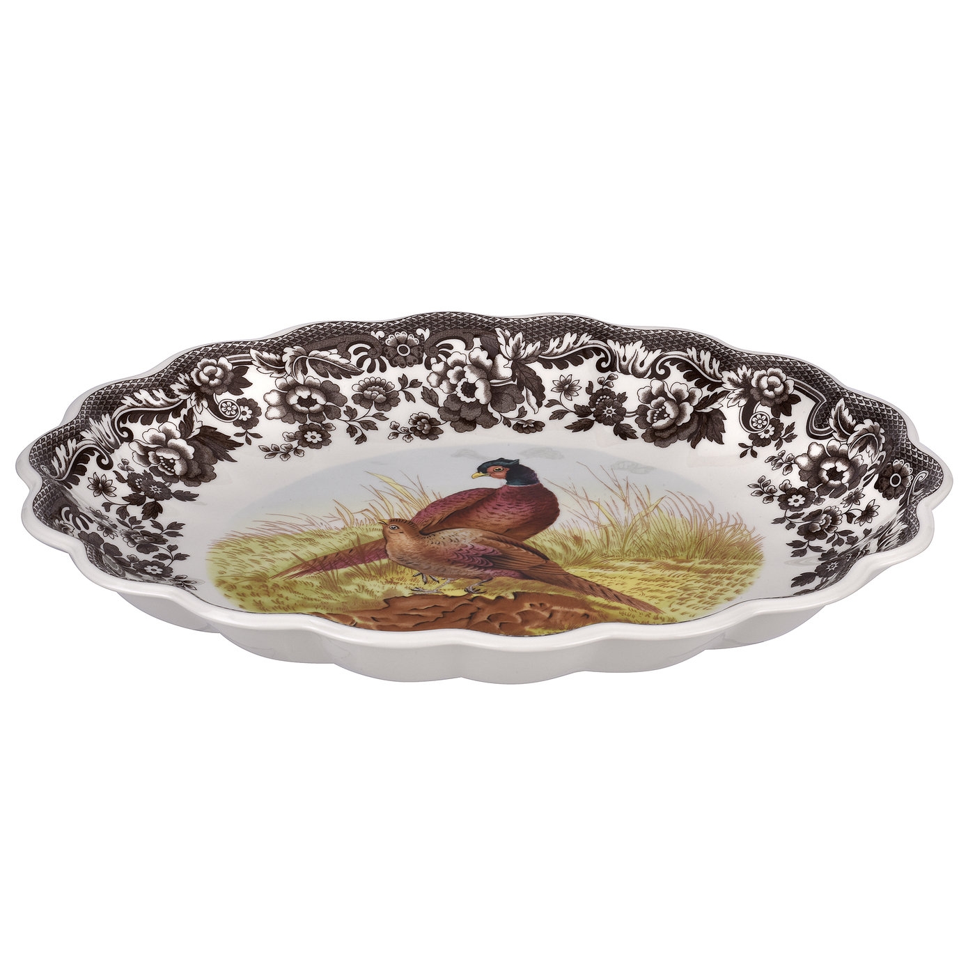 Woodland Oval Fluted Dish 14.5 Inch  (Pheasant) image number null